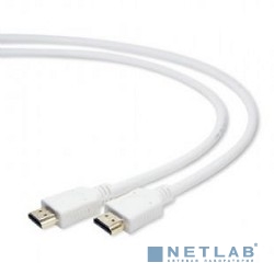 Кабель HDMI Gembird/Cablexpert, 1м, v1.4, 19M/19M, белый, позол.разъемы, экран, пакет (CC-HDMI4-W-1M)