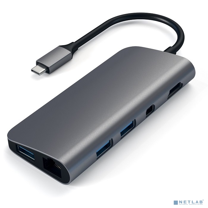 USB адаптер Satechi Aluminum Type-C Multimedia Adapter. Цвет серый космос. (ST-TCMM8PAM)