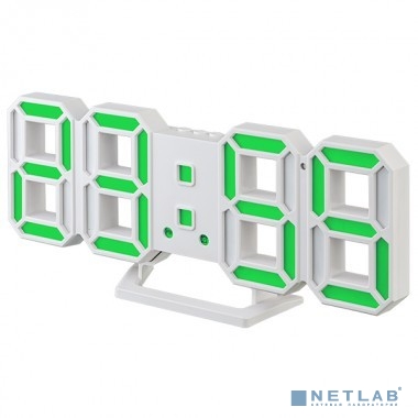Perfeo LED часы-будильник "LUMINOUS 2", белый корпус / зелёная подсветка (PF-6111) [PF_B4922]