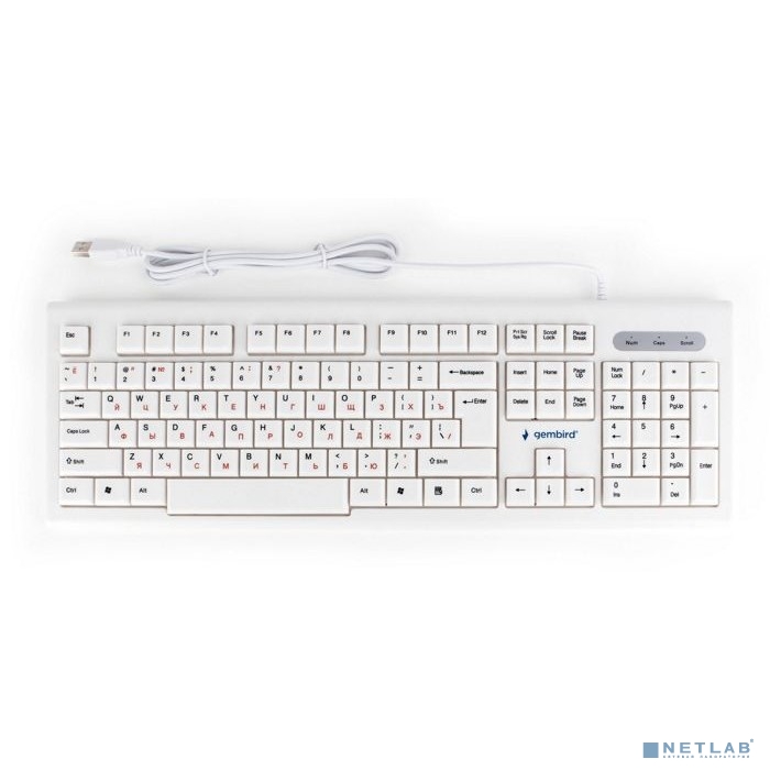 Клавиатура Gembird KB-8354U,{USB, бежевый/белый, 104 клавиши, кабель 1,45м}					