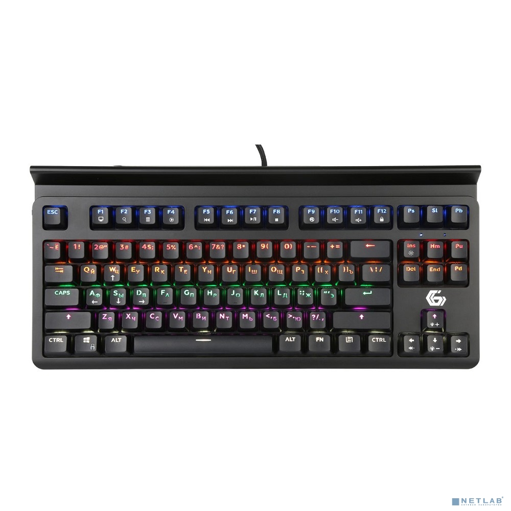 Клавиатура игровая Gembird KB-G520L ,{USB, механические переключатели, 87 клавиш,подсветка Rainbow 10 режимов, провод 1.8м, подставка под телефон}