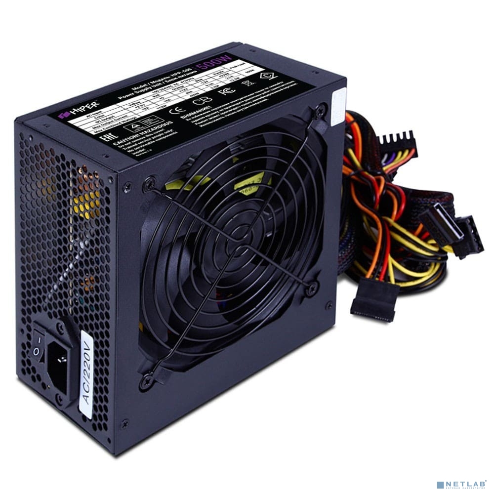 HIPER Блок питания HPP-500 BOX (ATX 2.31, 500W, Active PFC, 120mm fan, черный) 