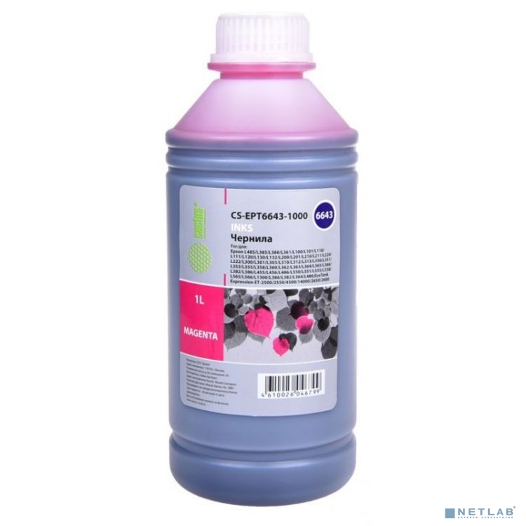 Cactus CS-EPT6643-1000 Чернила для Epson L100/L110/L120/L132/L200/L210/L222/L300/L312/L350/L355/L362/L366/L456/L550/L555/L566/L1300, пурпурный, 1000мл  