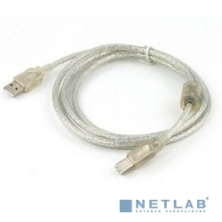 Cablexpert Кабель USB 2.0 Pro, AM/BM, 3м, экран, 2 феррит.кольца, прозрачный (CCF-USB2-AMBM-TR-10)