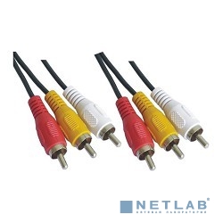VCOM VAV7150-3M Кабель соединительный 3xRCA (M) - 3xRCA (M), 3m