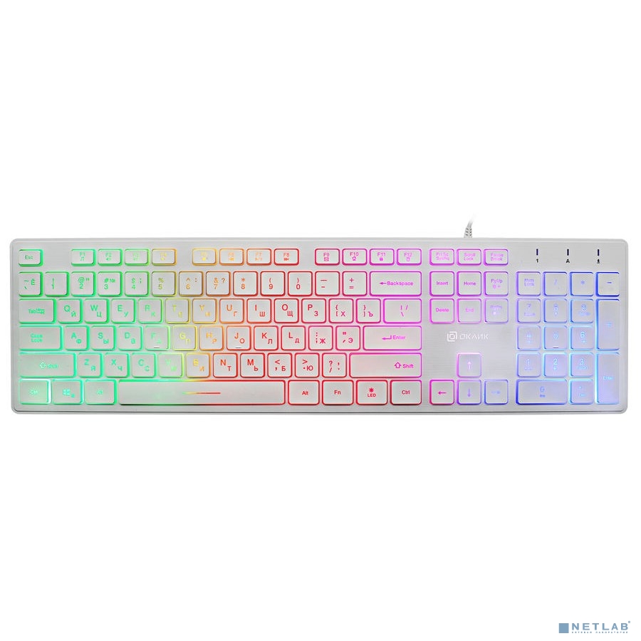 Клавиатура Oklick 550ML белый USB slim Multimedia LED [1061618]