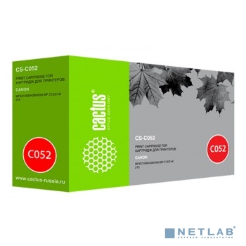 Cactus  Cartridge 052 Картридж  для CANON  i-SENSYS LBP212dw/214dw/215x/MF421dw/428x/426dw/429x (3100 стр.) чёрный, с чипом