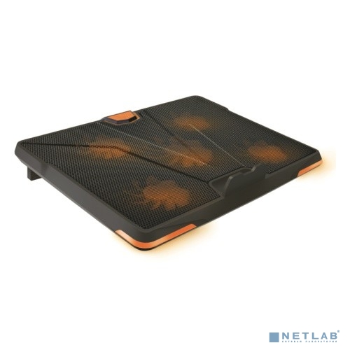 CROWN Подставка для ноутбука CMLS-133 ( до 19" Размер 390*295*30 мм , кулеры: D110mm*1+ D85mm*4, оранжевая led подсветка, регулятор скорости, 3 уровня наклона)