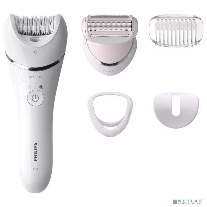 PHILIPS BRE710/00 Эпилятор,2 скорости, широкая головка, Wet&Dry, беспроводной, opti light, 4 аксессуара