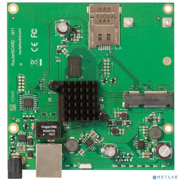 MikroTik RBM11G Плата, 2x 880 МГц, 1G Ethernet, miniPCIe, SIM, PoE, Jack