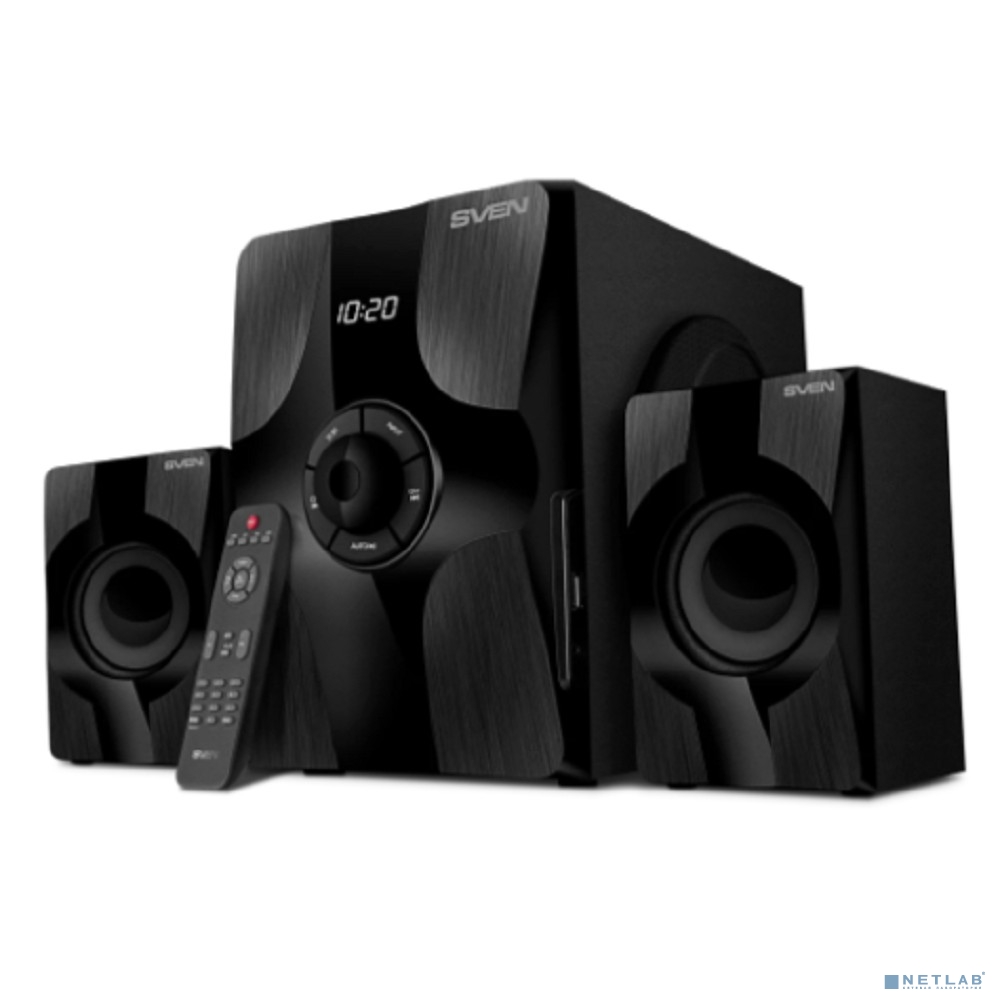 Колонки SVEN MS-315 2.1 чёрные (2x13W +  20W, Bluetooth, ПДУ, USB flash, LED-дисплей, FM-радио)