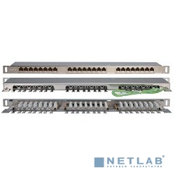 Hyperline PPHD-19-24-8P8C-C6-SH-110D Патч-панель высокой плотности 19", 0.5U, 24 порта RJ-45, категория 6, Dual IDC, экранированная  