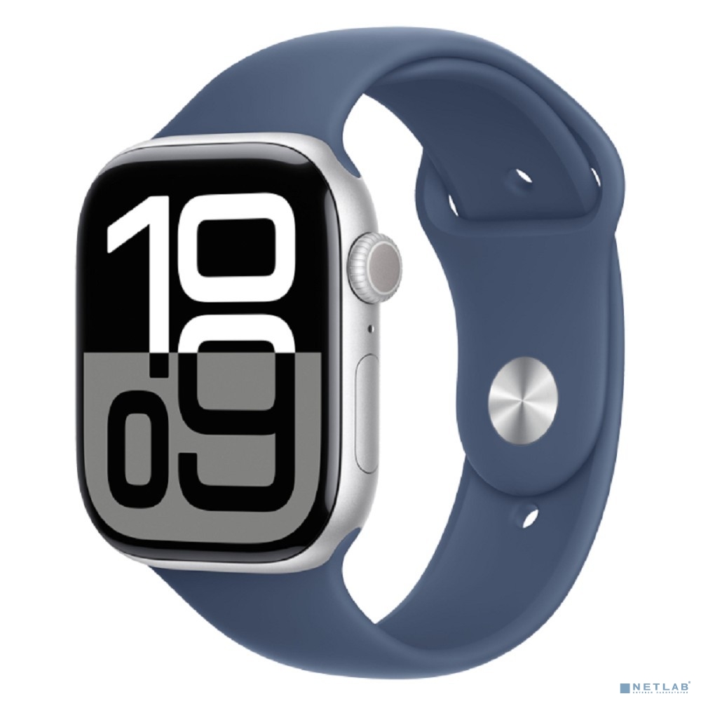 Apple Watch Series 10 42mm Silver Aluminium Case with Denim Sport Band - M/L (MWWC3)