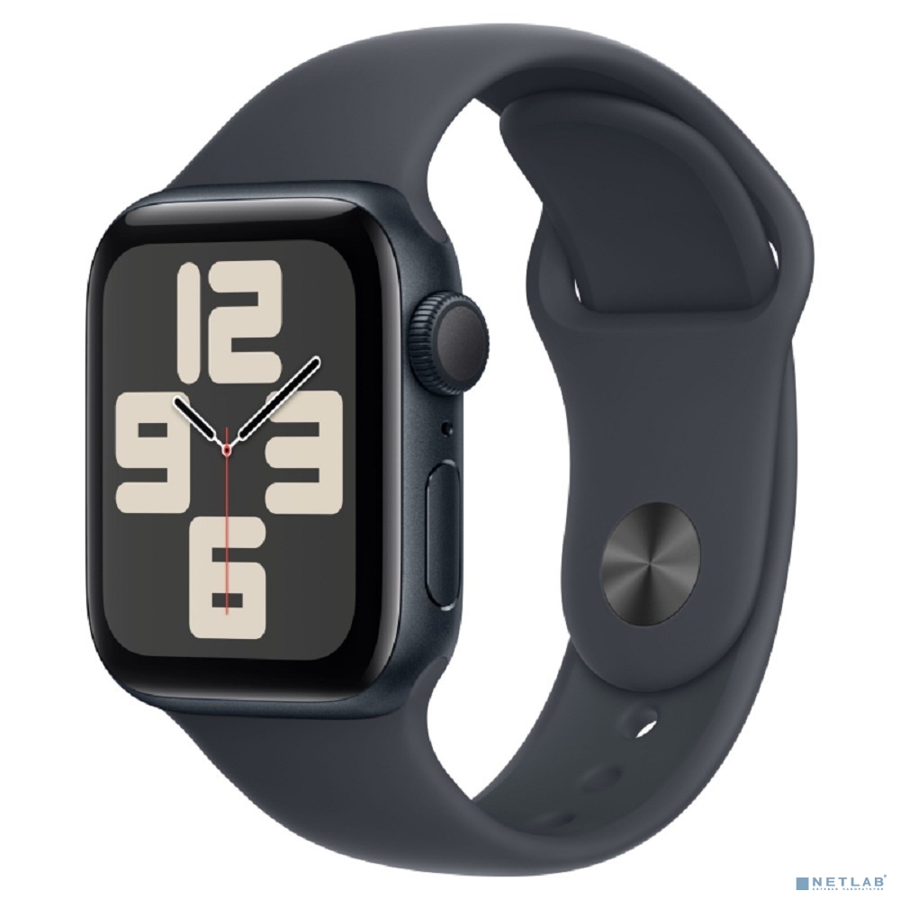 Apple Watch SE (2024) 40mm Midnight Aluminium Case with Midnight Sport Band - S/M (MXE73LW/A)