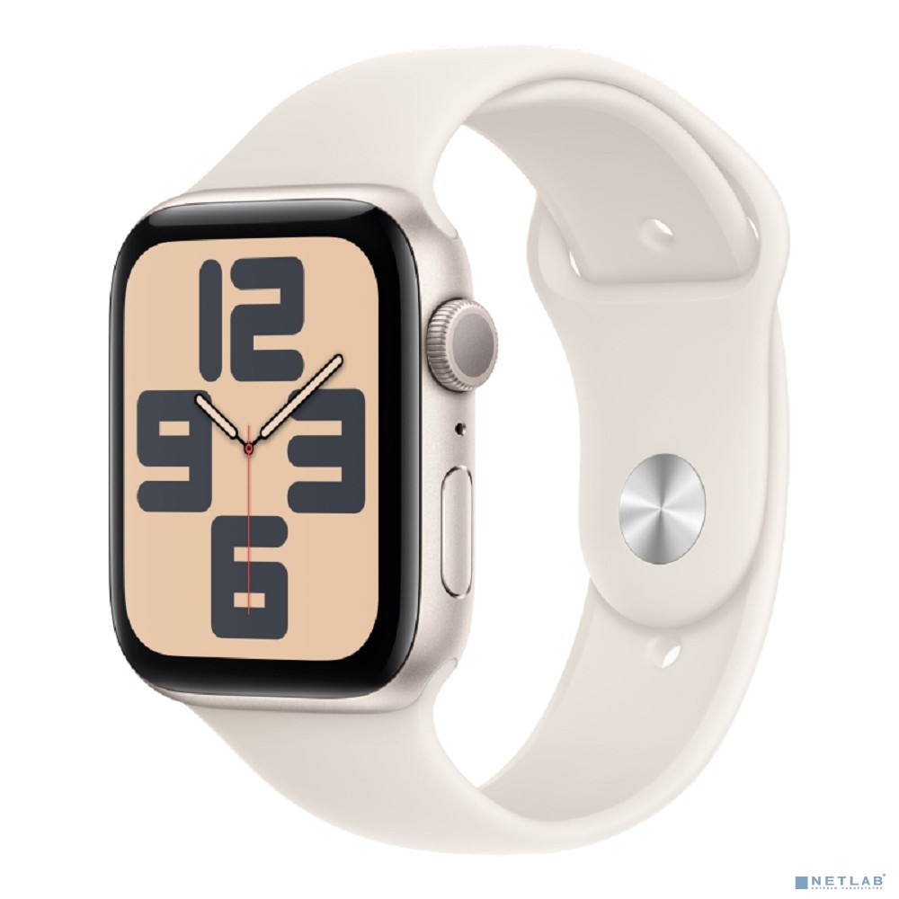 Apple Watch SE (2024) 44mm Starlight Aluminium Case with Starlight Sport Band - S/M (MXEU3LL/A)