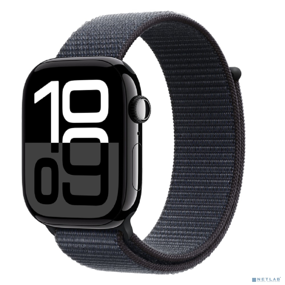 Apple Watch Series 10 46mm Jet Black Aluminium Case with Ink Sport Loop (MWWR3)