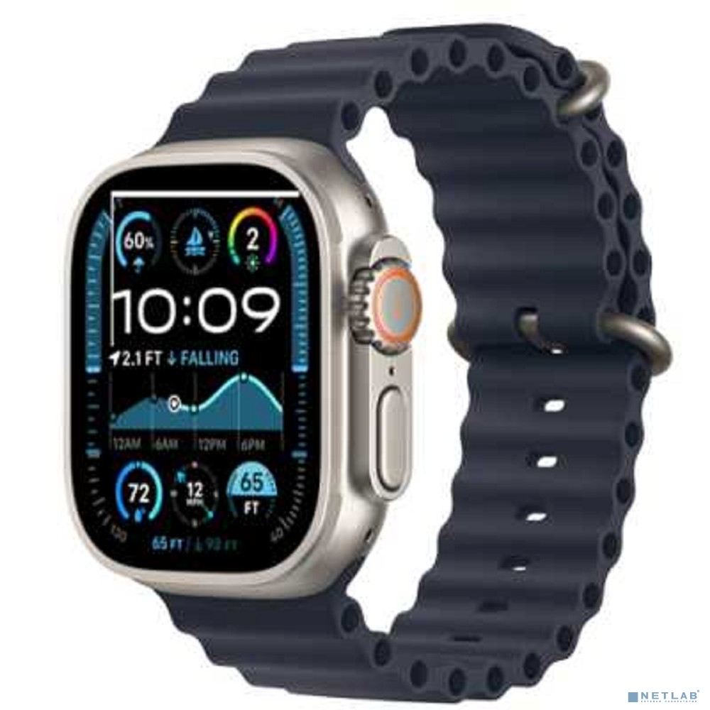Apple Watch Ultra 2 (2024) 49mm Natural Titanium Case with Navy Ocean Band (MX4D3)