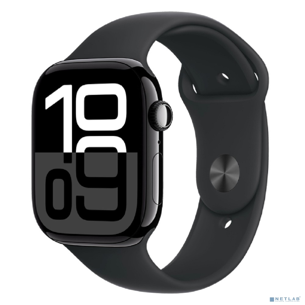 Apple Watch Series 10 46mm Jet Black Aluminium Case with Black Sport Band - S/M (MWWP3ZP/A)