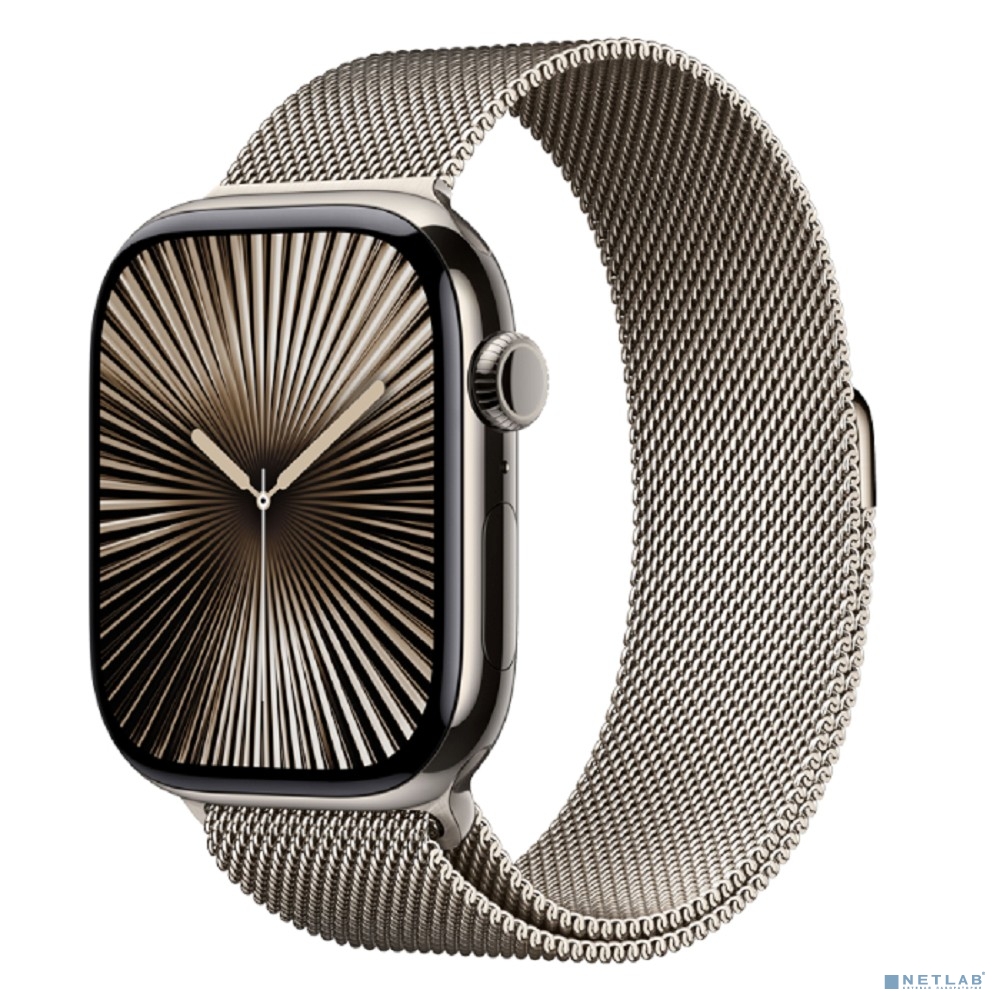 Apple Watch Series 10 + Cellular 42mm Natural Titanium Case with Natural Milanese Loop (MWXF3)