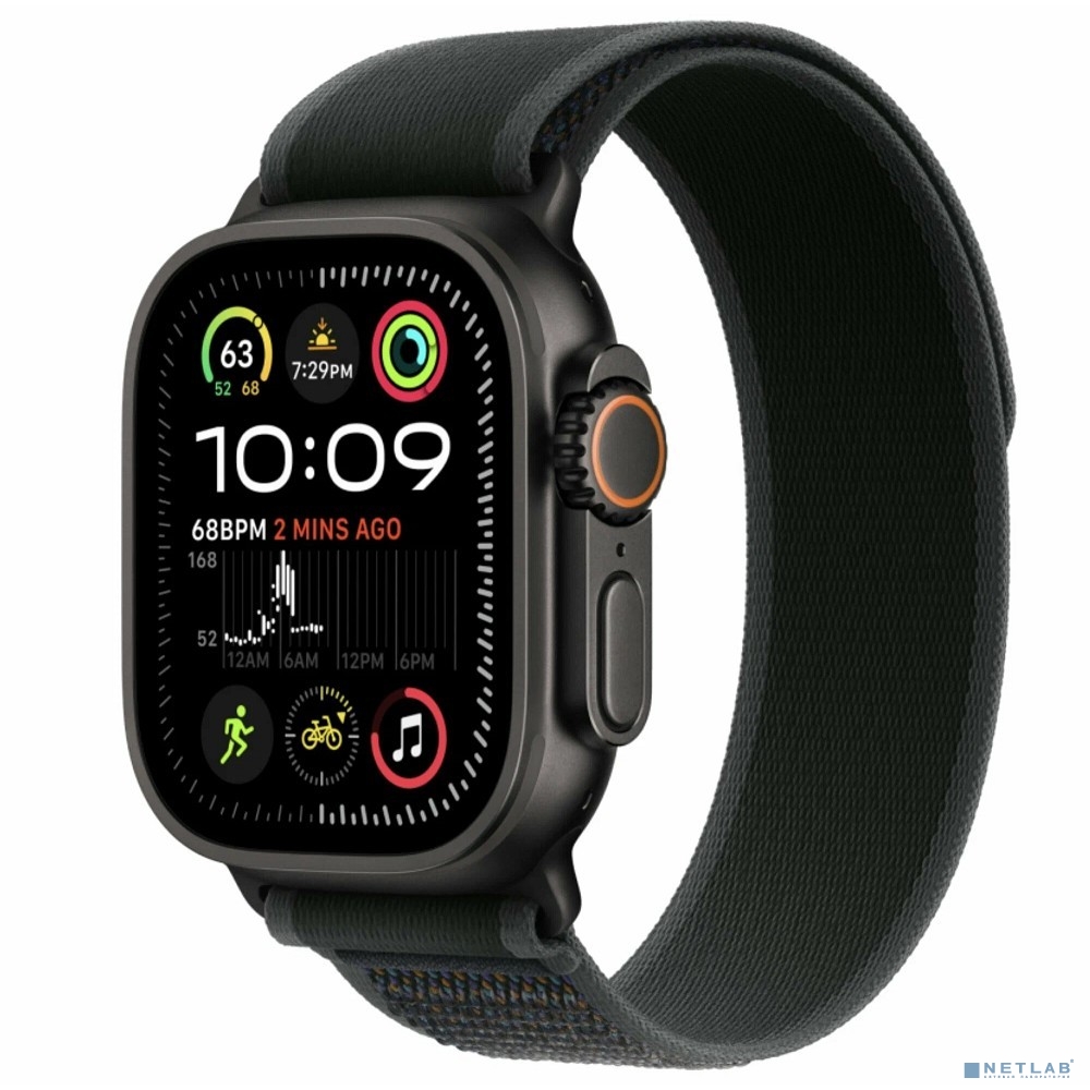 Apple Watch Ultra 2 (2024) 49mm Black Titanium Case with Black Trail Loop - M/L (MX4V3)