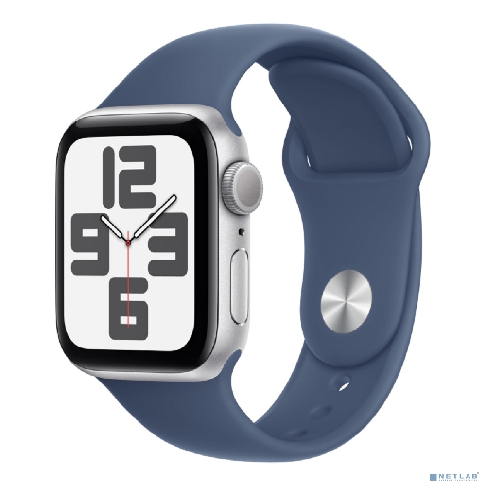 Apple Watch SE (2024) 40mm Silver Aluminium Case with Denim Sport Band - S/M (MXEC3)