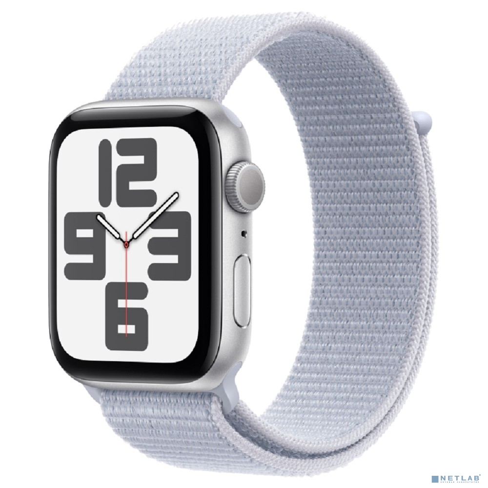Apple Watch SE (2024) 44mm Silver Aluminium Case with Blue Cloud Sport Loop (MXET3LL/A)