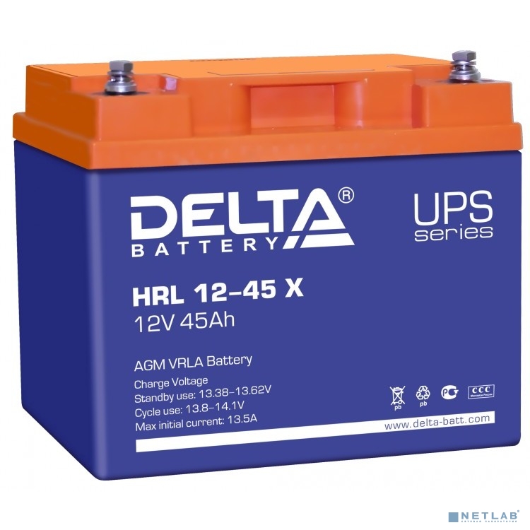Delta HRL 12-45 X (45А\ч, 12В) свинцово- кислотный  аккумулятор