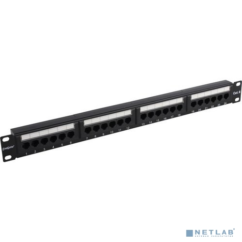 Exegate EX281080RUS Патч-панель UTP 19" 24 port кат.6 ExeGate  разъём KRONE&110 (dual IDC), 1U, RoHS, цвет черный