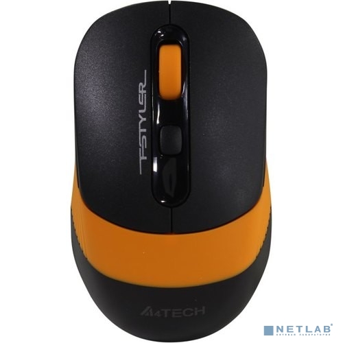 A-4Tech Мышь Fstyler FG10 черный/оранжевый оптическая (2000dpi) беспроводная USB [1147568]