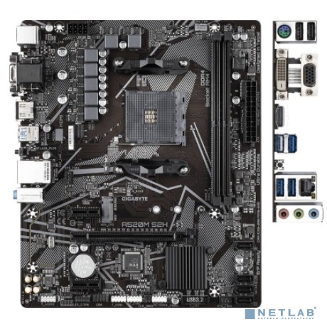 Gigabyte A520M S2H {Soc-AM4 AMD A520 2xDDR4 mATX AC`97 8ch(7.1) GbLAN RAID+VGA+DVI+HDMI}